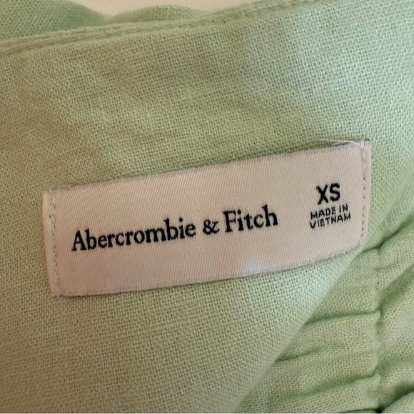 Abercrombie & Fitch Light Green high rise short set linen size XS crop bow - Picture 8 of 12